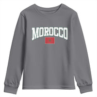 Morocco Football Throwback Design Vintage Moroccan Flag Jersey Style Youth Sweatshirt