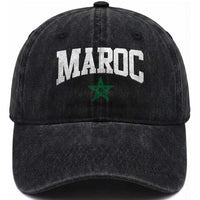 Morocco Maroc Pride Washed Cotton Baseball Cap Moroccan Heritage Vintage Green Star