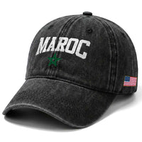 Morocco Maroc Pride Washed Cotton Baseball Cap Moroccan Heritage Vintage Green Star