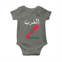 Proud Moroccan Vintage Marocco Map with Arabic Characters Baby Onesie