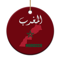 Proud Moroccan Vintage Marocco Map with Arabic Characters Ceramic Ornament