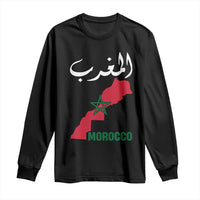 Proud Moroccan Vintage Marocco Map with Arabic Characters Long Sleeve Shirt