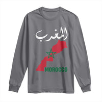Proud Moroccan Vintage Marocco Map with Arabic Characters Long Sleeve Shirt
