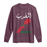 Proud Moroccan Vintage Marocco Map with Arabic Characters Long Sleeve Shirt