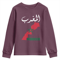 Proud Moroccan Vintage Marocco Map with Arabic Characters Youth Sweatshirt