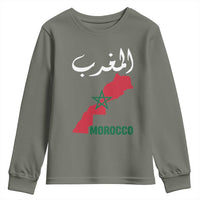 Proud Moroccan Vintage Marocco Map with Arabic Characters Youth Sweatshirt