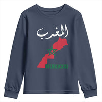 Proud Moroccan Vintage Marocco Map with Arabic Characters Youth Sweatshirt