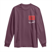 Moroccan Heritage Vintage Marocco Flag with Arabic Characters Long Sleeve Shirt