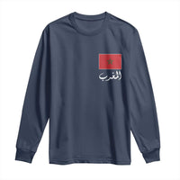 Moroccan Heritage Vintage Marocco Flag with Arabic Characters Long Sleeve Shirt