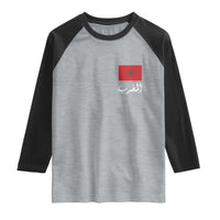Moroccan Heritage Vintage Marocco Flag with Arabic Characters Raglan Shirt