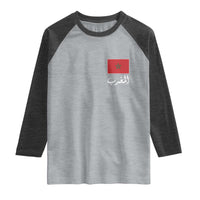 Moroccan Heritage Vintage Marocco Flag with Arabic Characters Raglan Shirt