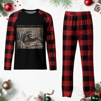 Funny Raccoon Book Lover Plaid Pajama Set Probably Reading Trash Bookworms Teachers