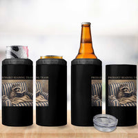 Funny Raccoon Book Lover 4 in 1 Can Cooler Tumbler Probably Reading Trash Bookworms Teachers
