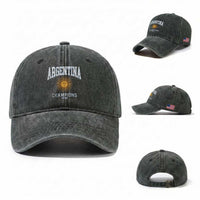 Argentina Champions 2026 Washed Cotton Baseball Cap Argentinian Pride Vintage Sol De Mayo