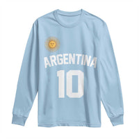 Argentina Football Number 10 Jersey Style Long Sleeve Shirt Soccer Fan