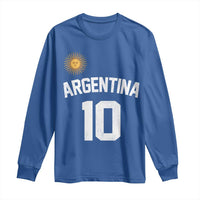 Argentina Football Number 10 Jersey Style Long Sleeve Shirt Soccer Fan