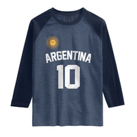 Argentina Football Number 10 Jersey Style Raglan Shirt Soccer Fan