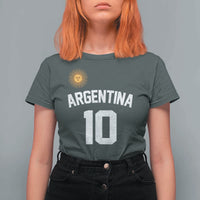 Argentina Football Number 10 Jersey Style T Shirt For Women Soccer Fan