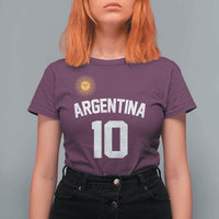 Argentina Football Number 10 Jersey Style T Shirt For Women Soccer Fan