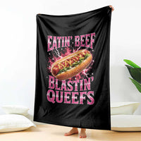 Eatin Beef Blastin' Queefs Funny Embarrassing Hot Dog Retro Bootleg Throw Blanket
