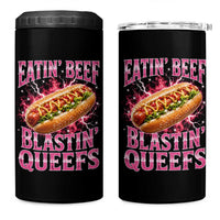 Eatin Beef Blastin' Queefs Funny Embarrassing Hot Dog Retro Bootleg 4 in 1 Can Cooler Tumbler