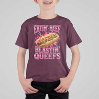 Eatin Beef Blastin' Queefs Funny Embarrassing Hot Dog Retro Bootleg T Shirt For Kid