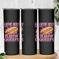 Eatin Beef Blastin' Queefs Funny Embarrassing Hot Dog Retro Bootleg Skinny Tumbler