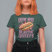 Eatin Beef Blastin' Queefs Funny Embarrassing Hot Dog Retro Bootleg T Shirt For Women