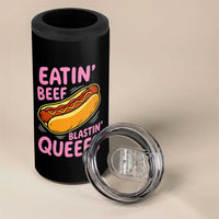 Eatin Beef Blastin' Queefs Funny Hot Dog Adult Humor 4 in 1 Can Cooler Tumbler