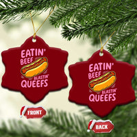 Eatin Beef Blastin' Queefs Funny Hot Dog Adult Humor Ceramic Ornament
