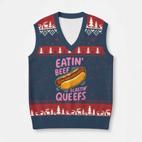 Eatin Beef Blastin' Queefs Funny Hot Dog Adult Humor V-Neck Knit Sweater Vest