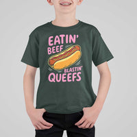 Eatin Beef Blastin' Queefs Funny Hot Dog Adult Humor T Shirt For Kid