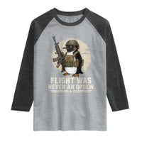 Funny Penguin Flight Was Never An Option Raglan Shirt Tactical Penguin Gun Lover
