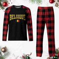 Belgium Belgique Throwback Design Vintage Belgian Flag Jersey Style Plaid Pajama Set