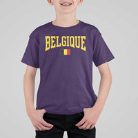 Belgium Belgique Throwback Design Vintage Belgian Flag Jersey Style T Shirt For Kid