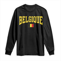 Belgium Belgique Throwback Design Vintage Belgian Flag Jersey Style Long Sleeve Shirt