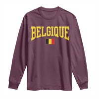 Belgium Belgique Throwback Design Vintage Belgian Flag Jersey Style Long Sleeve Shirt