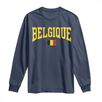 Belgium Belgique Throwback Design Vintage Belgian Flag Jersey Style Long Sleeve Shirt
