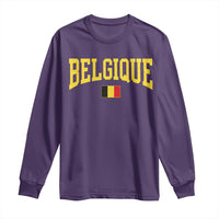 Belgium Belgique Throwback Design Vintage Belgian Flag Jersey Style Long Sleeve Shirt