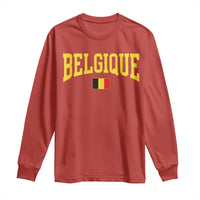 Belgium Belgique Throwback Design Vintage Belgian Flag Jersey Style Long Sleeve Shirt