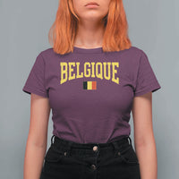 Belgium Belgique Throwback Design Vintage Belgian Flag Jersey Style T Shirt For Women
