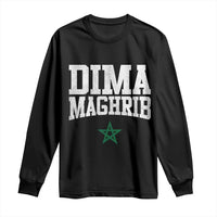 Moroccan Dima Maghrib Flag of Morocco Vintage Green Star Patriotic Long Sleeve Shirt