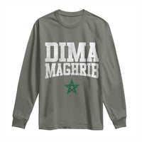 Moroccan Dima Maghrib Flag of Morocco Vintage Green Star Patriotic Long Sleeve Shirt