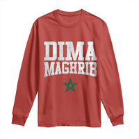 Moroccan Dima Maghrib Flag of Morocco Vintage Green Star Patriotic Long Sleeve Shirt