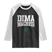 Moroccan Dima Maghrib Flag of Morocco Vintage Green Star Patriotic Raglan Shirt