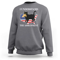 Funny Harris Supporter Sweatshirt I Understand The Assignment Black Cat American Flag - Wonder Print Shop