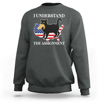 Funny Harris Supporter Sweatshirt I Understand The Assignment Black Cat American Flag - Wonder Print Shop