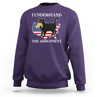 Funny Harris Supporter Sweatshirt I Understand The Assignment Black Cat American Flag - Wonder Print Shop