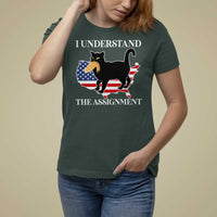 Funny Harris Supporter T Shirt For Women I Understand The Assignment Black Cat American Flag - Wonder Print Shop