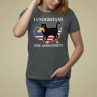 Funny Harris Supporter T Shirt For Women I Understand The Assignment Black Cat American Flag - Wonder Print Shop